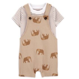 Carter's Child Of Mine Baby Boys Overall, 2 Piece - Brown Elephant