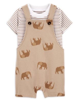 Carter's Child Of Mine Baby Boys Overall, 2 Piece - Brown Elephant