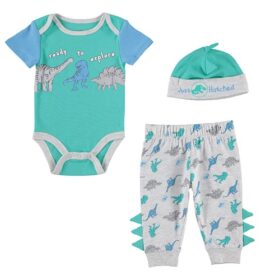 Universal Baby Boys Dinosaur Bodysuit , Pant & Hat Set