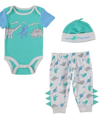Universal Baby Boys Dinosaur Bodysuit , Pant & Hat Set