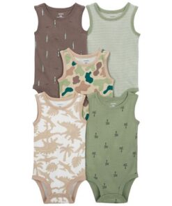 Carter's Baby Boys 5 Pack Sleeveless Bodysuit - Camo Green