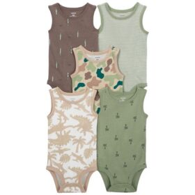 Carter's Baby Boys 5 Pack Sleeveless Bodysuit - Camo Green