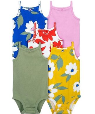 Carter's Baby Girls  5 Pack Sleeveless Bodysuit - Petals