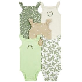 Carter's Baby Girls  5 Pack  Flutter Sleeve Bodysuit