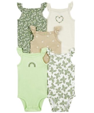 Carter's Baby Girls  5 Pack  Flutter Sleeve Bodysuit