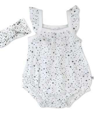 Honest Baby Organic Cotton Baby Grils Flutter Sleeve Romper & Headband Set