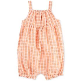 Carter's Baby Girls Gingham Seersucker Romper - Orange