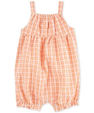 Carter's Baby Girls Gingham Seersucker Romper - Orange