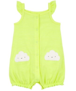 Carter's Baby Girls Cotton Snap Up Romper - Neon Cloud
