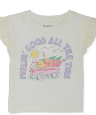 365 Kids Girls Flutter Sleeve Top - Cream