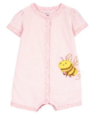 Carter's Baby Girls Cotton Snap Up Romper - Pink