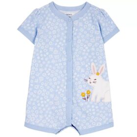 Carter's Baby Girls Cotton Snap Up Romper - Blue Bunny