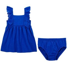 Carter's Baby Girls Royal Blue A line Sleeveless Dress & Diaper Cover