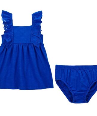 Carter's Baby Girls Royal Blue A line Sleeveless Dress & Diaper Cover