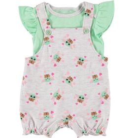 Disney Mandalorian Baby Girls Yoda Overall & Top Set