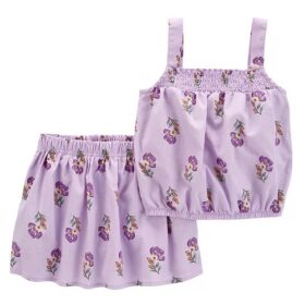 Carter's Toddler Girls 2 Piece Skort & Smocked Blouse