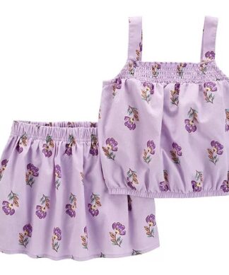 Carter's Toddler Girls 2 Piece Skort & Smocked Blouse
