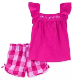 Carter's Toddler Girls Carter's Flutter Sleeve Top & Gingham Shorts