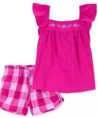 Carter's Toddler Girls Carter's Flutter Sleeve Top & Gingham Shorts