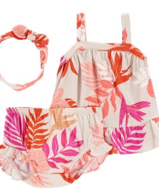 Carter's Baby Girls 3Pcs Floral Crinkle Jersey Dress Set