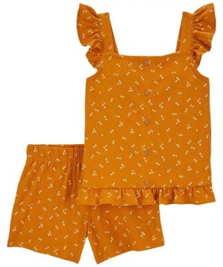 Carter's Baby Girls 2 Piece Crinkle Jersey Outfit Set