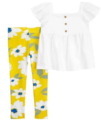 Carter's Baby Girls Eyelet Top & Floral Leggings