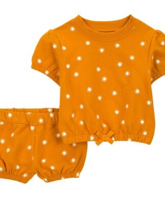 Carter's Baby Girls 2 Pcs Sun Sweatshirt & Shorts Set - Orange
