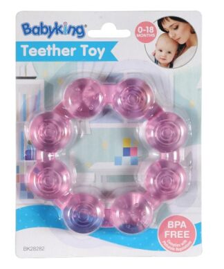 Baby King Water Filled Ring Teether - BPA Free - Pink