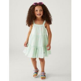 Blueberi Boulevarde Toddler Girls Seersucker Dress - Green