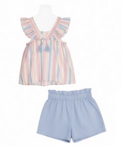 Falls Creek Toddler Girls Linen Cotton Flutter Top & Shorts