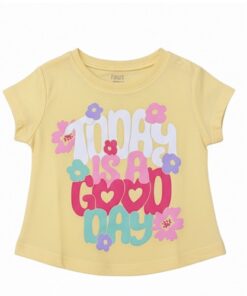 Falls Creek Toddler Girls Short Sleeve Tshirt - Yellow Good Day