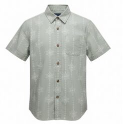 Colorful Planet Boys Woven Short Sleeve Button Down Shirt - Coral Green