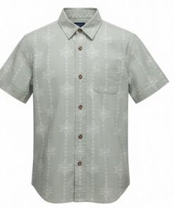 Colorful Planet Boys Woven Short Sleeve Button Down Shirt - Coral Green