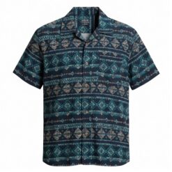 Colorful Planet Boys Woven Short Sleeve Button Down Shirt - Navy Blue Mosaic