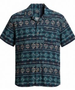 Colorful Planet Boys Woven Short Sleeve Button Down Shirt - Navy Blue Mosaic