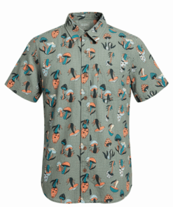 Colorful Planet Boys Woven Short Sleeve Button Down Shirt - Orange Mushrooms