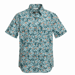 Colorful Planet Boys Woven Short Sleeve Button Down Shirt - Blue Green Floral