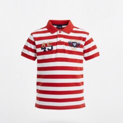 IST Boys Pique Med Stripe Polo T-Shirt - Red White