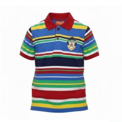 IST Boys Pique Stripe Polo T-Shirt - Crested Multicolor