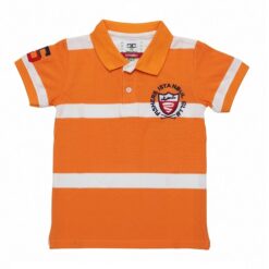 IST Boys Pique Bold Stripe Polo T-Shirt - Orange White