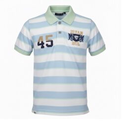 IST Boys Pique Stripe Polo T-Shirt - Mint Green Blue