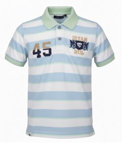 IST Boys Pique Stripe Polo T-Shirt - Mint Green Blue