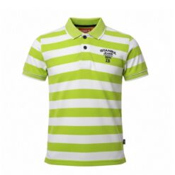 IST Boys Pique Stripe Polo T-Shirt - Neon Green White