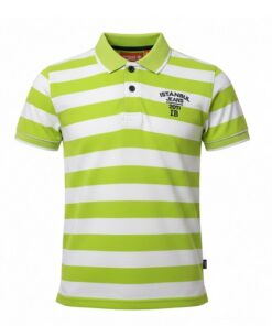 IST Boys Pique Stripe Polo T-Shirt - Neon Green White