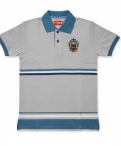 IST Boys Pique Crest Chested Polo T-Shirt Grey Blue