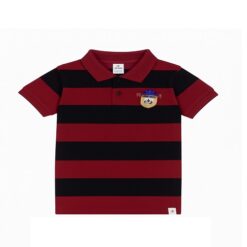 IST Boys Pique Polo Bold Stripe Crested T-Shirt - BB