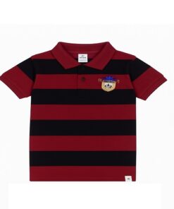 IST Boys Pique Polo Bold Stripe Crested T-Shirt - BB