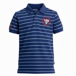IST Boys Pique Thin Stripe Polo T-Shirt Blue