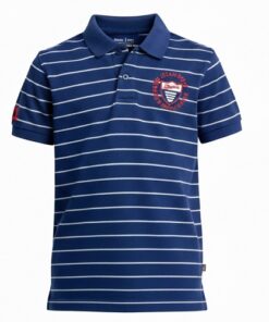 IST Boys Pique Thin Stripe Polo T-Shirt Blue