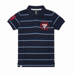 IST Boys Pique Polo Striped Crested T-Shirt -NB